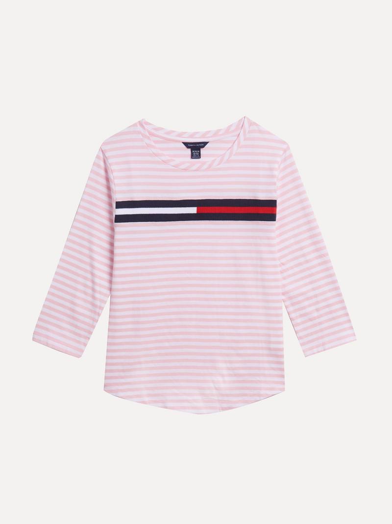 Hauts Tommy Hilfiger Bambin\' Stripe Enfant Rose | FR_G1282