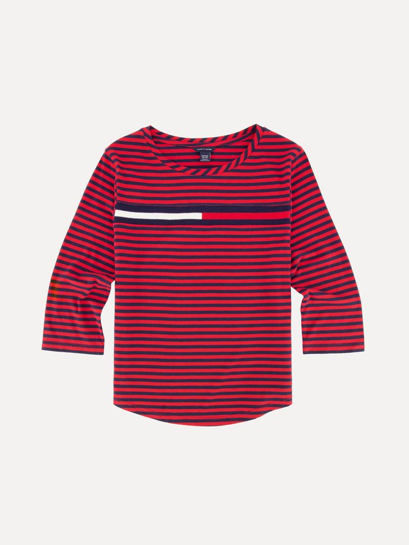 Hauts Tommy Hilfiger Big Flag Stripe Enfant Rouge | FR_G1276