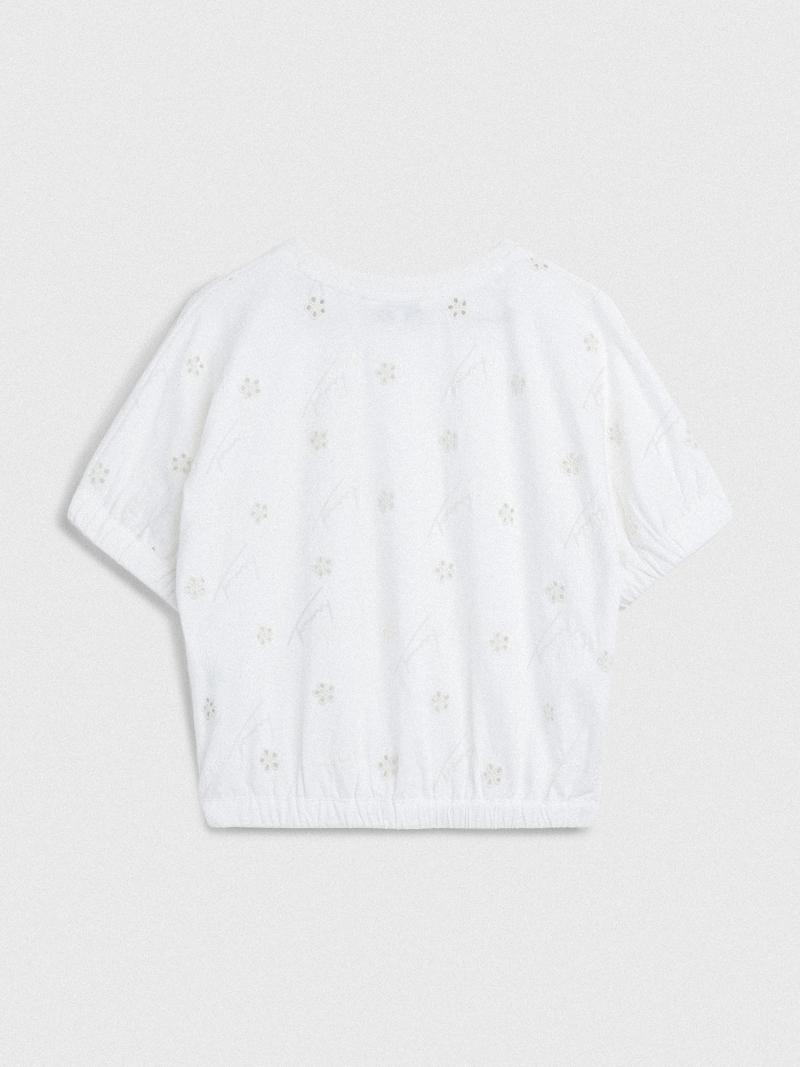 Hauts Tommy Hilfiger Embroidered Enfant Blanche | FR_G1277