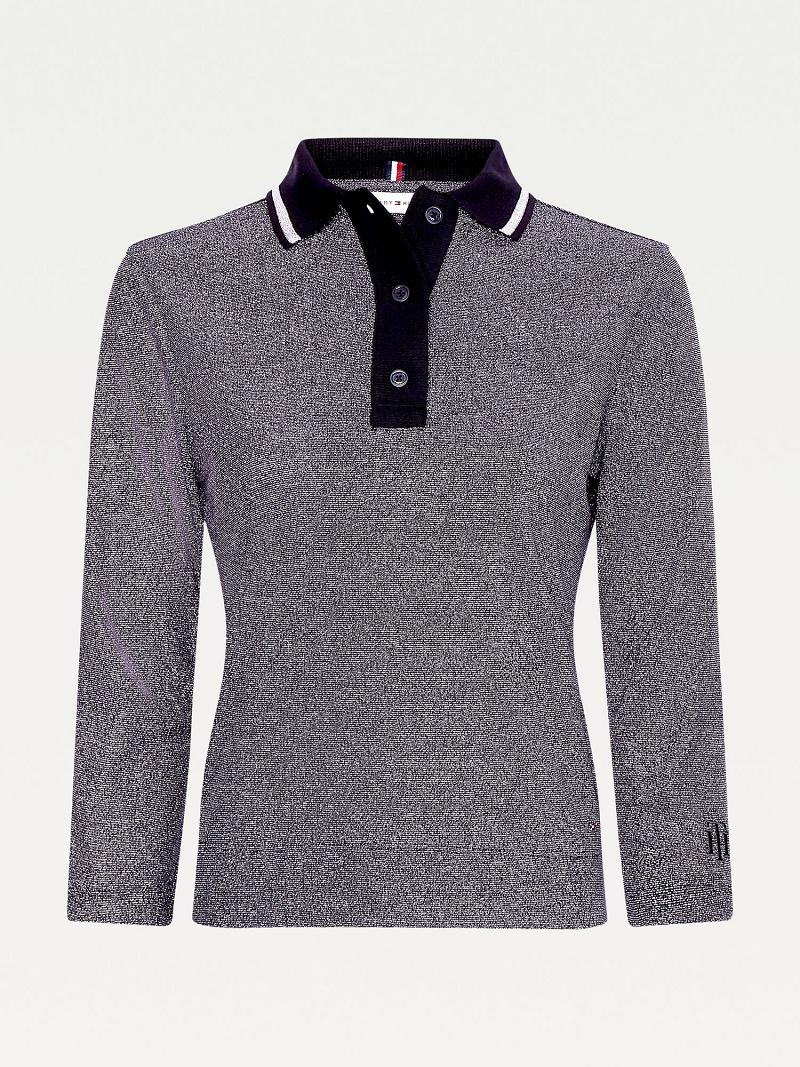 Hauts Tommy Hilfiger Metallic Jersey Polo Femme Grise | FR_W21501