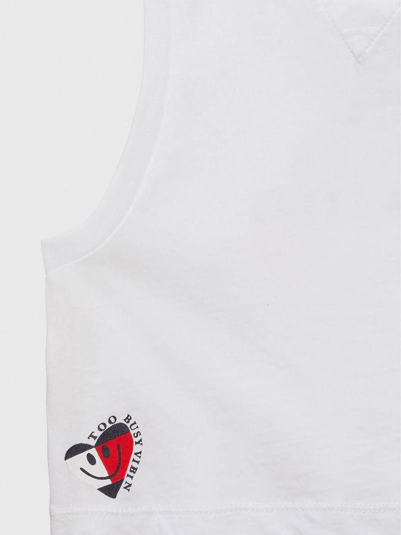 Hauts Tommy Hilfiger Positive Tank Enfant Blanche | FR_G1280