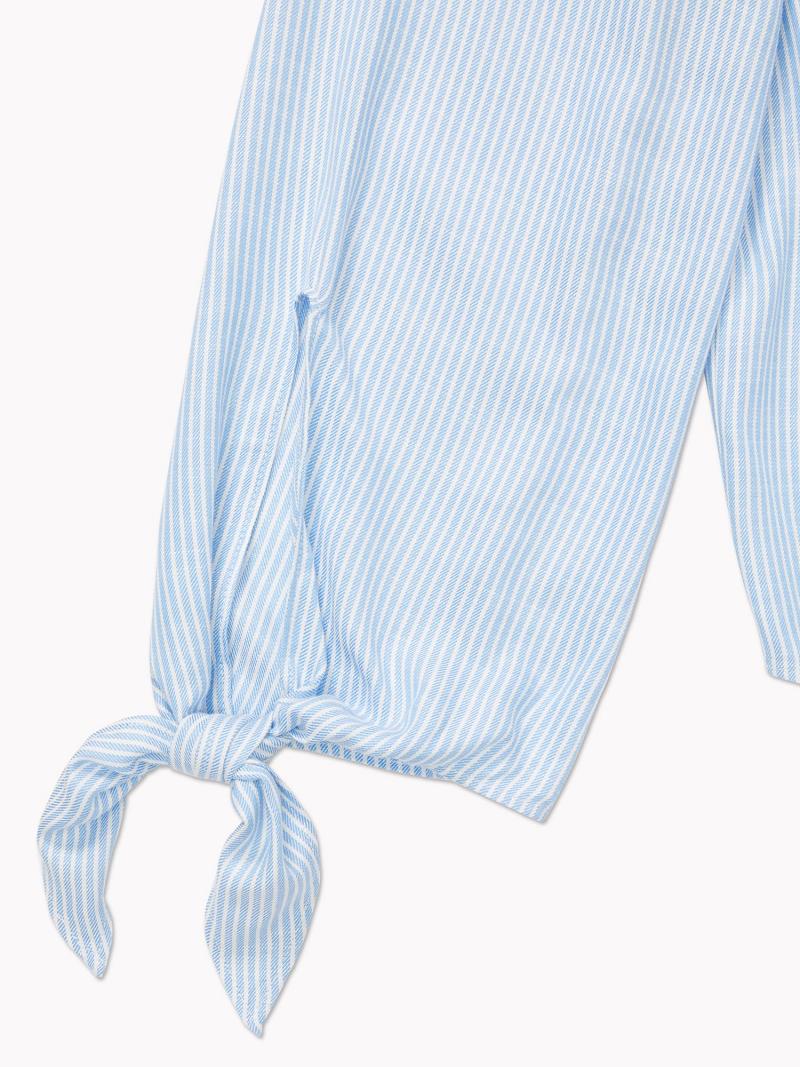 Hauts Tommy Hilfiger Smocked Stripe Femme Bleu | FR_W21507