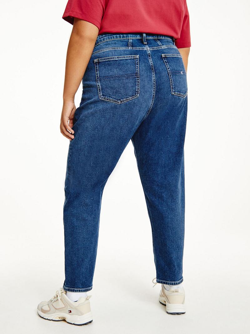 Jean Tommy Hilfiger Curve High Rise Tapered Mom Fit Femme Bleu | FR_W21189