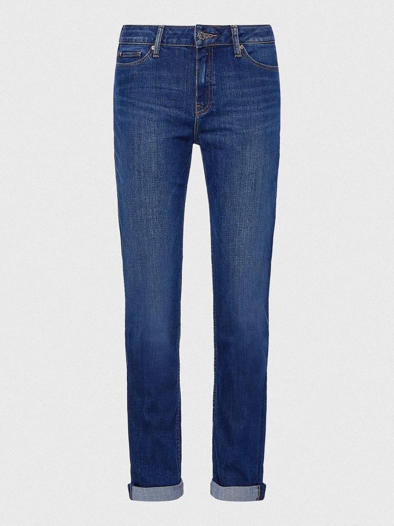 Jean Tommy Hilfiger Dark Wash Straight Fit Femme Bleu | FR_W21190