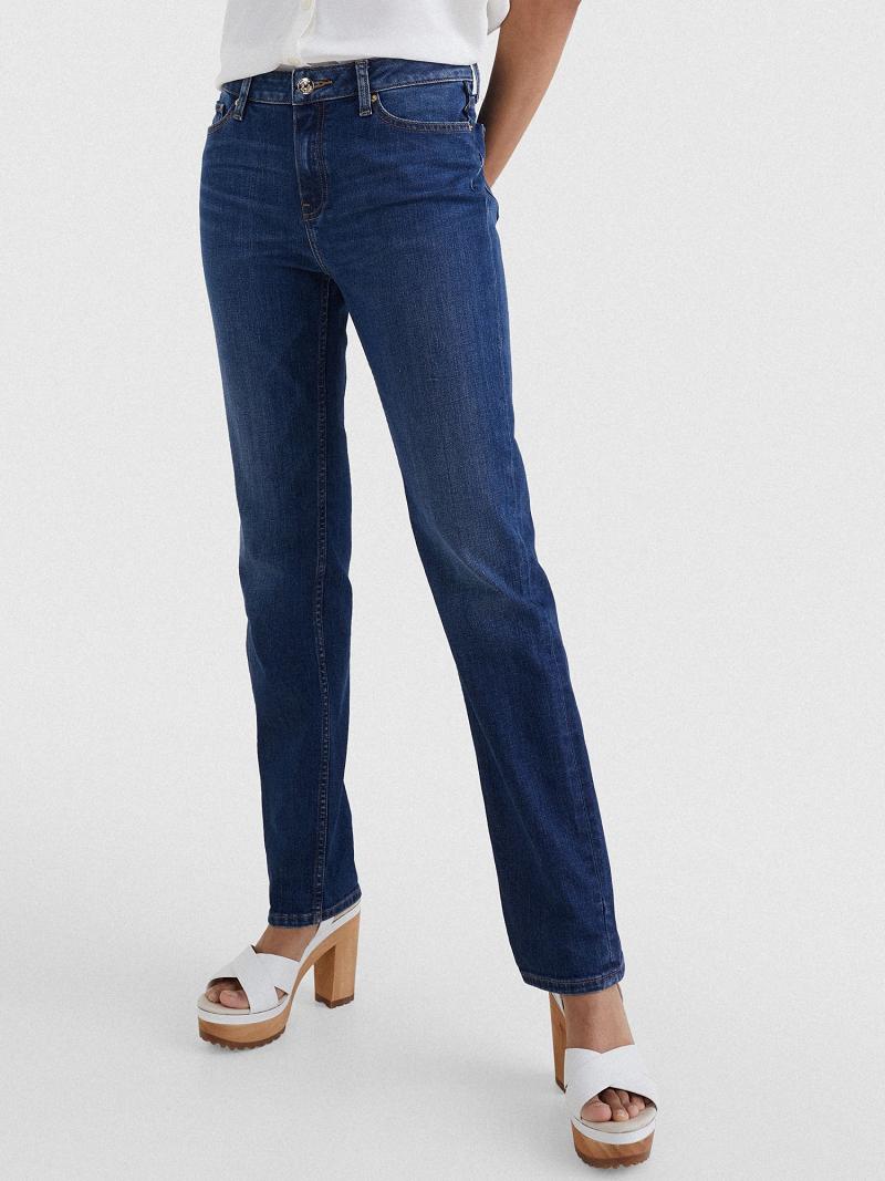 Jean Tommy Hilfiger Dark Wash Straight Fit Femme Bleu | FR_W21190