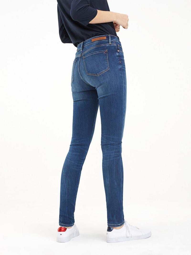 Jean Tommy Hilfiger Mid Rise Jegging Fit Femme Bleu Marine | FR_W21204