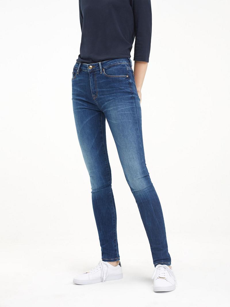 Jean Tommy Hilfiger Mid Rise Jegging Fit Femme Bleu Marine | FR_W21204