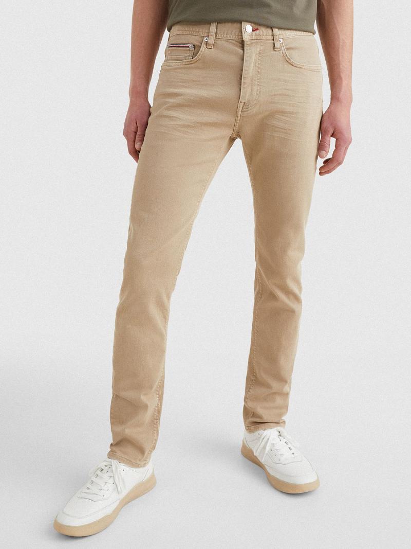 Jean Tommy Hilfiger Slim fit khaki wash Homme Beige | FR_M31381