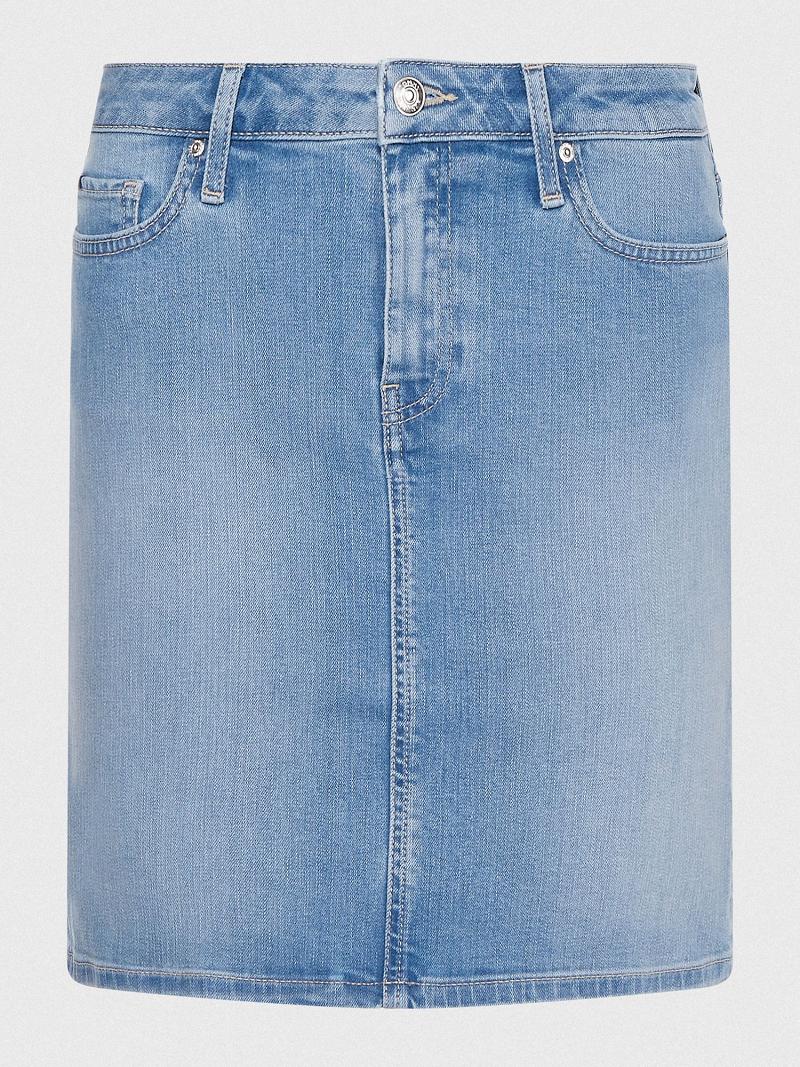 Jupe Tommy Hilfiger High Rise Denim Femme Bleu | FR_W21330