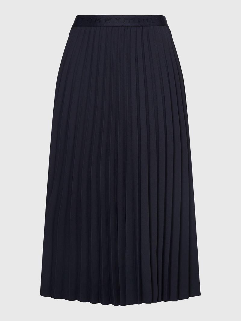 Jupe Tommy Hilfiger Pleated Midi Femme Noir | FR_W21333