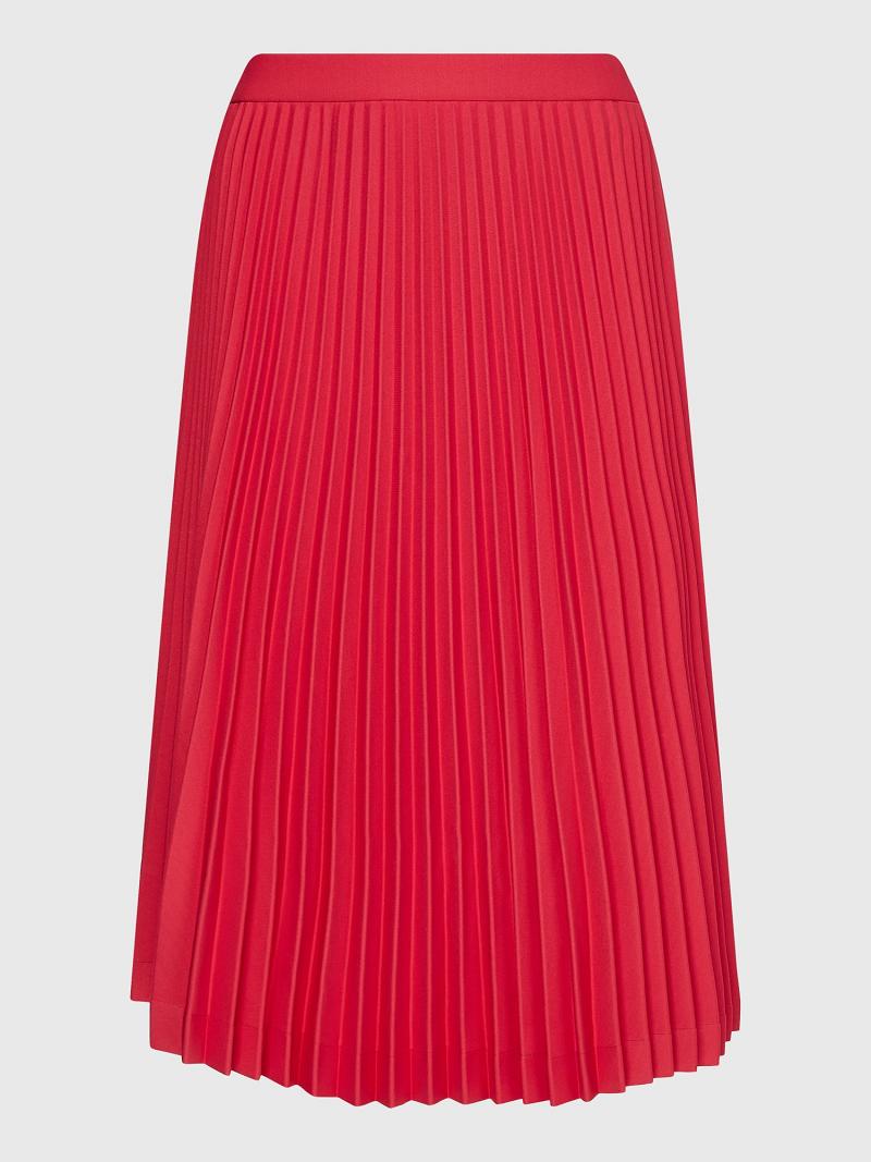 Jupe Tommy Hilfiger Scuba Pleated Femme Rouge | FR_W21335