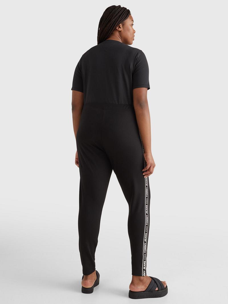 Leggings Tommy Hilfiger Curve Logo Tape Femme Noir | FR_W21219