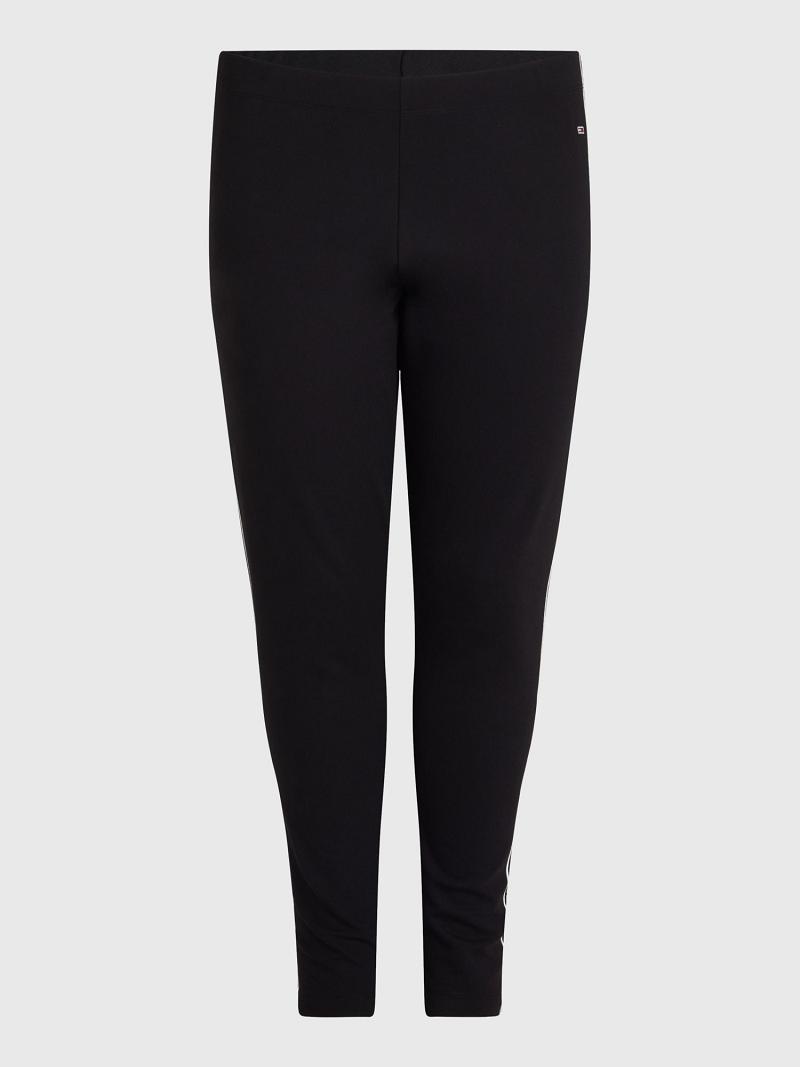 Leggings Tommy Hilfiger Curve Logo Tape Femme Noir | FR_W21219