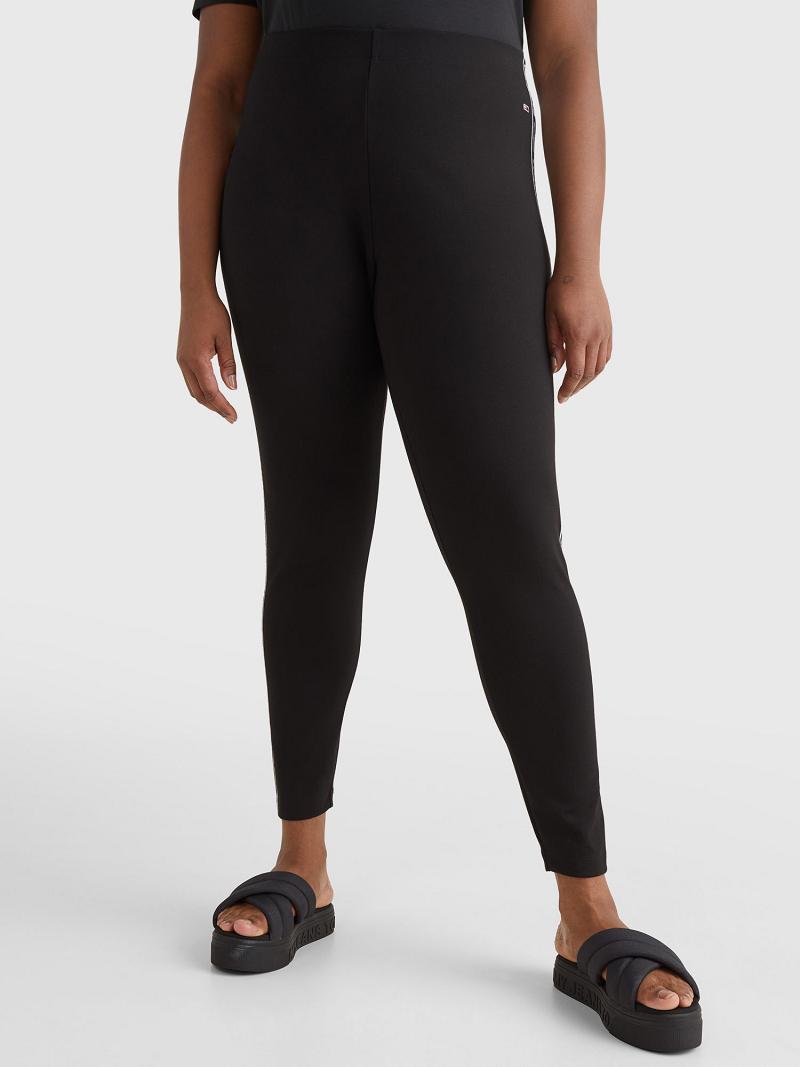 Leggings Tommy Hilfiger Curve Logo Tape Femme Noir | FR_W21219