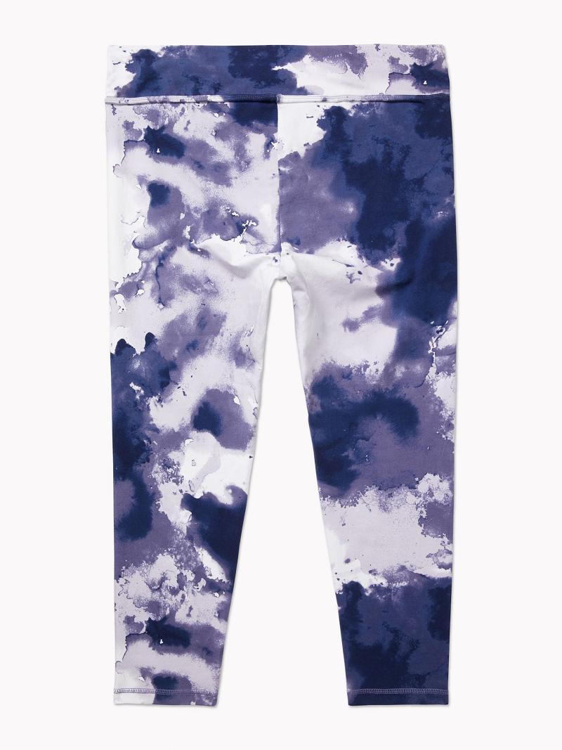 Leggings Tommy Hilfiger Essential Curve Watercolor Print Femme Violette | FR_W21220