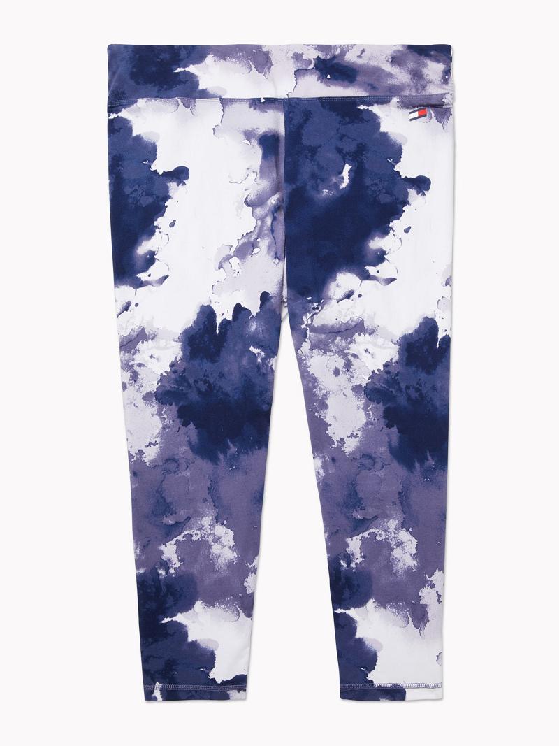 Leggings Tommy Hilfiger Essential Curve Watercolor Print Femme Violette | FR_W21220