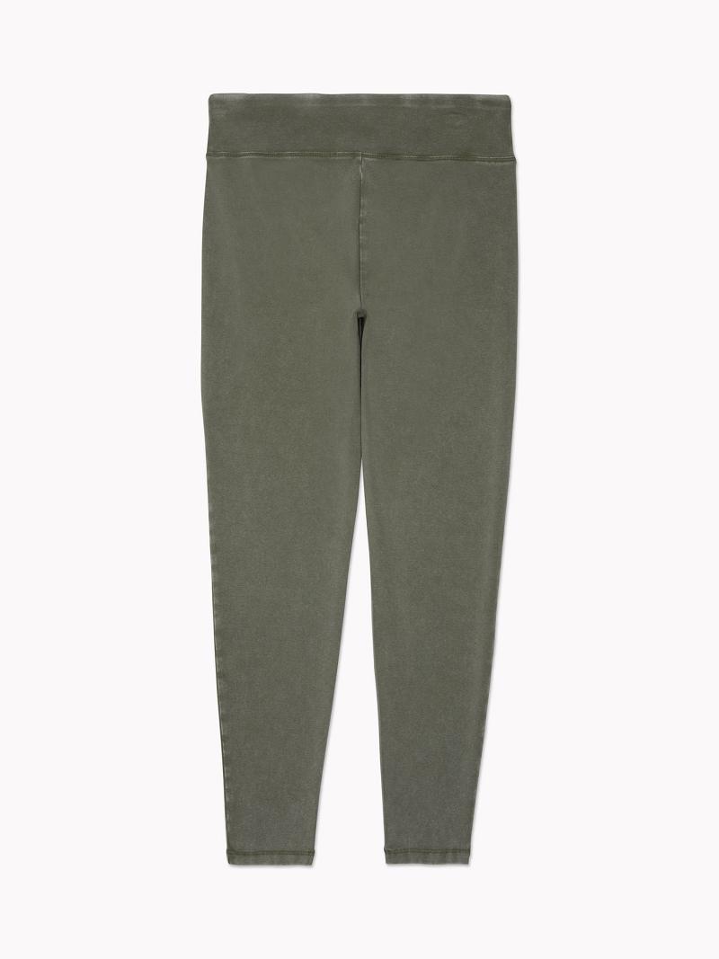 Leggings Tommy Hilfiger Essential Solid Washed Femme Vert Olive | FR_W21223