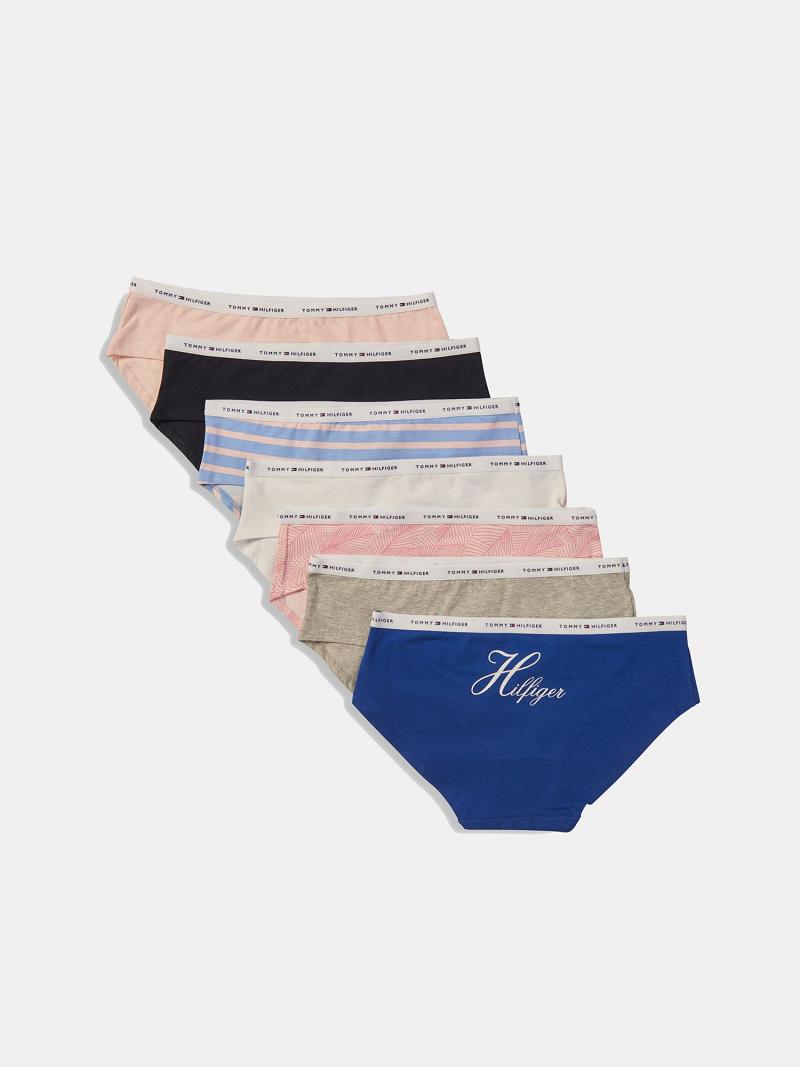 Lingerie Tommy Hilfiger Logo Mix Hipster 7PK Femme Bleu | FR_W21554