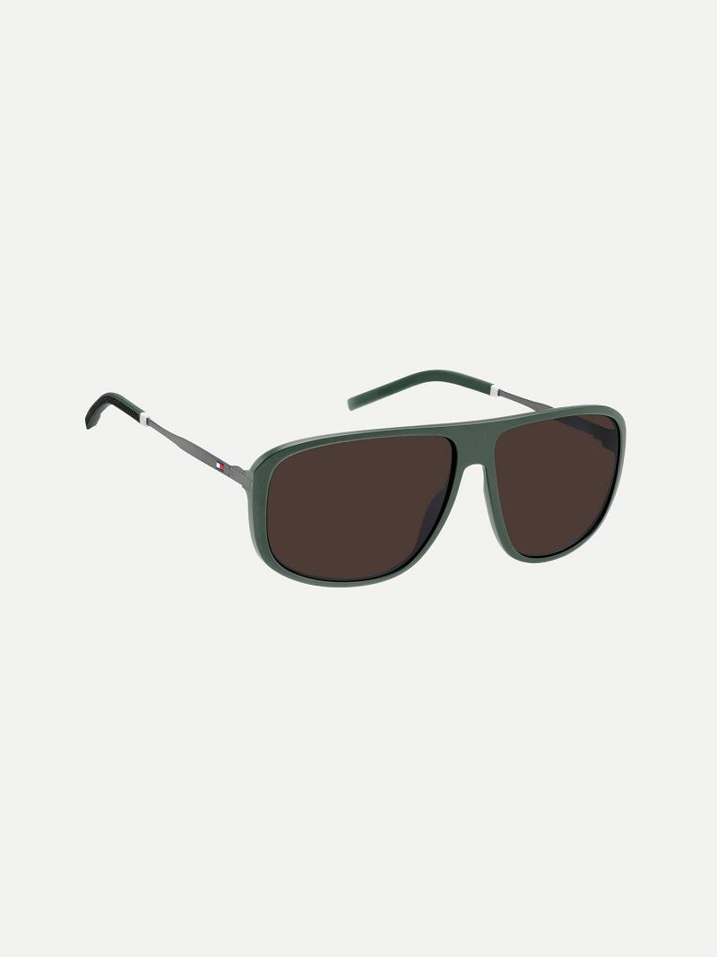 Lunettes de Soleil Tommy Hilfiger Square Retro Homme Vert | FR_M31774