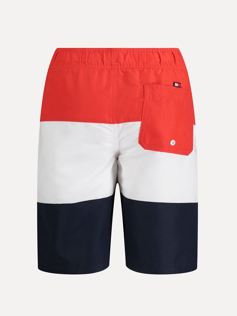 Maillots De Bain Tommy Hilfiger Big Block Stripe Trunk Enfant Rouge | FR_B2143