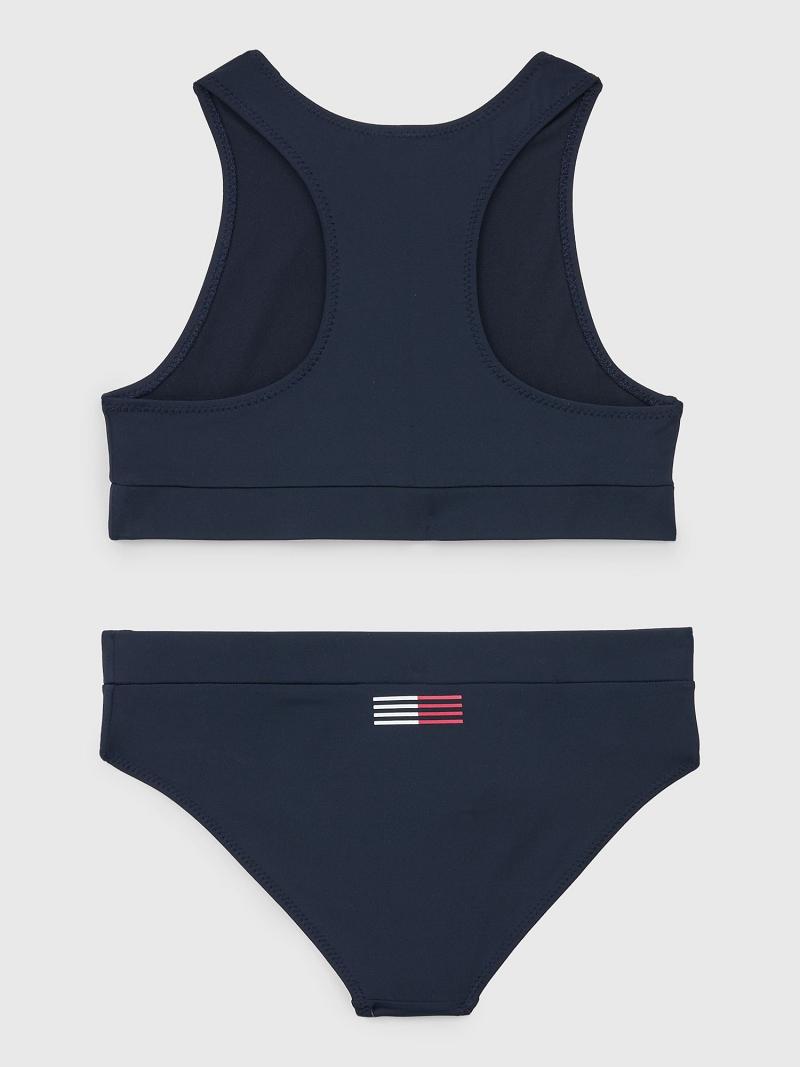 Maillots De Bain Tommy Hilfiger Crop Top Set Enfant Bleu | FR_G1218