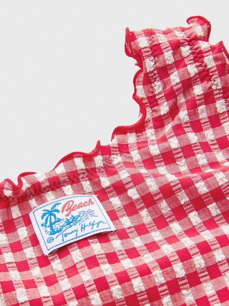 Maillots De Bain Tommy Hilfiger Gingham Swimsuit Enfant Rouge | FR_G1221