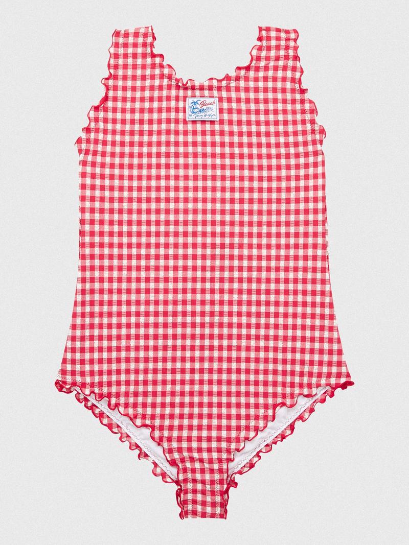 Maillots De Bain Tommy Hilfiger Gingham Swimsuit Enfant Rouge | FR_G1221