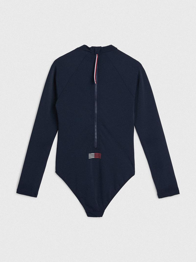 Maillots De Bain Tommy Hilfiger Logo Rashguard Enfant Bleu | FR_G1222