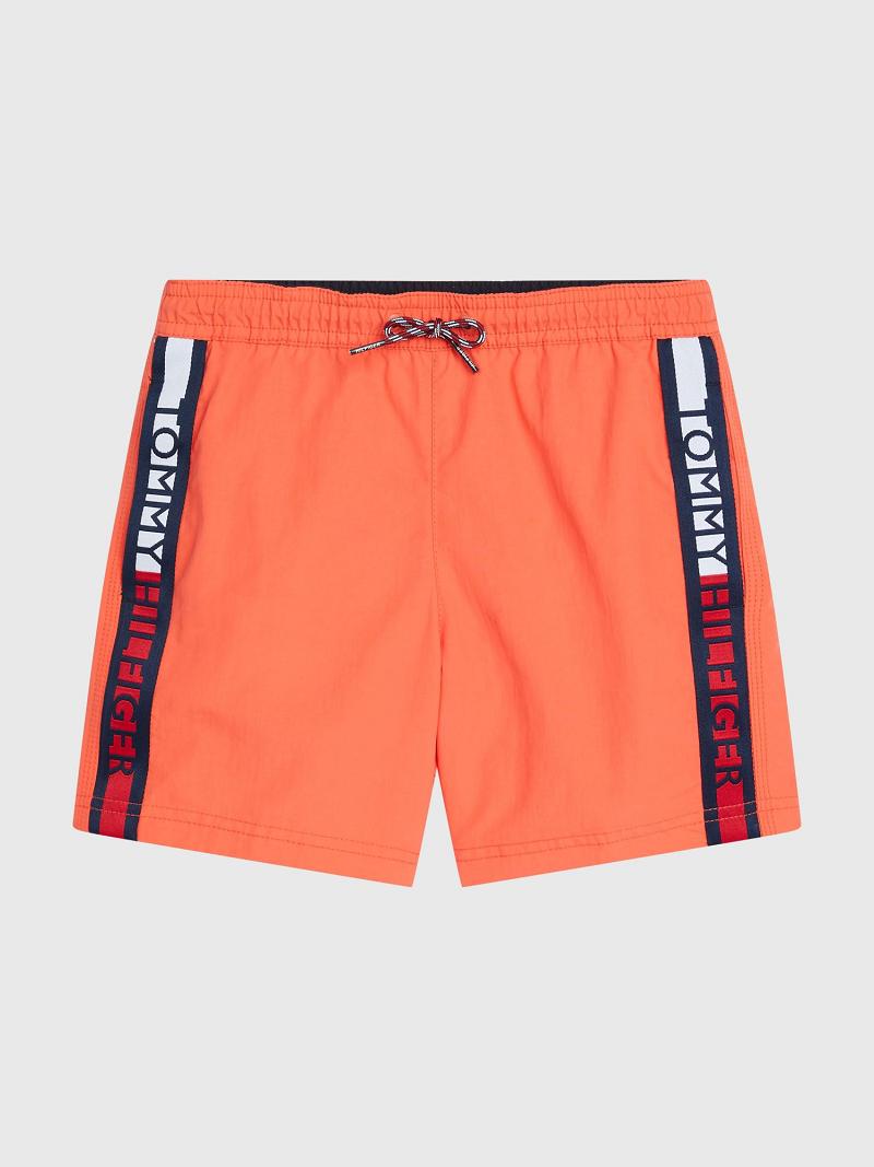 Maillots De Bain Tommy Hilfiger Logo Stripe Trunk Enfant Orange | FR_B2150