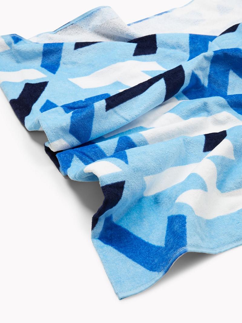 Maillots De Bain Tommy Hilfiger Monogram Beach Towel Homme Bleu | FR_M31102