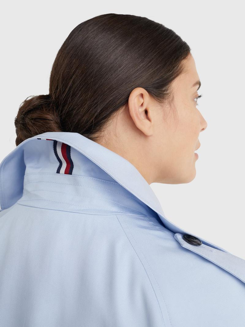 Manteaux Tommy Hilfiger Curve Double-Breasted Trench Femme Bleu | FR_W21027