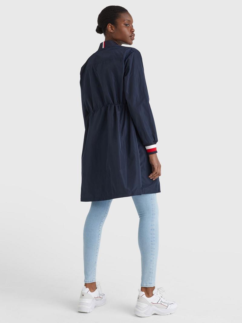 Manteaux Tommy Hilfiger Long Bomber Femme Bleu Marine | FR_W21035