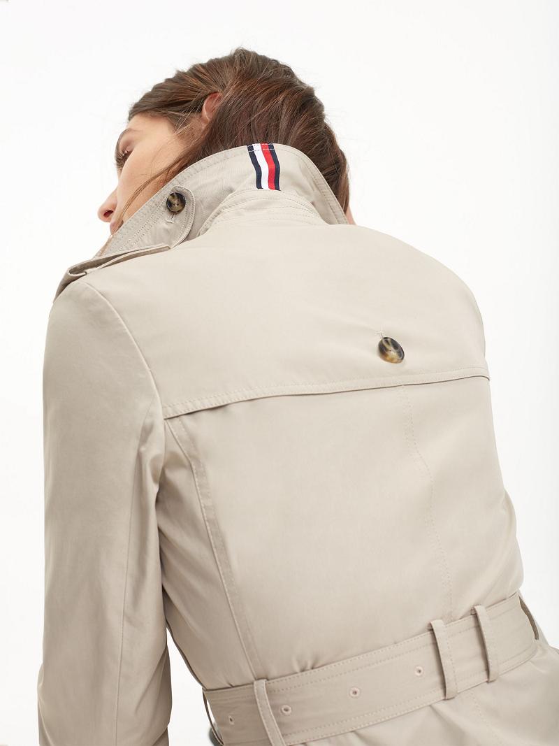 Manteaux Tommy Hilfiger Organic Coton Trench Femme Beige | FR_W21037