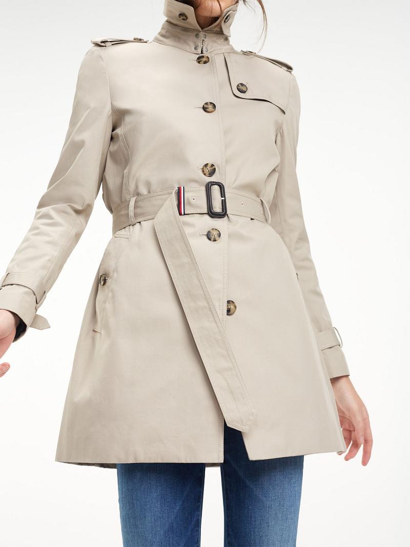 Manteaux Tommy Hilfiger Organic Coton Trench Femme Beige | FR_W21037