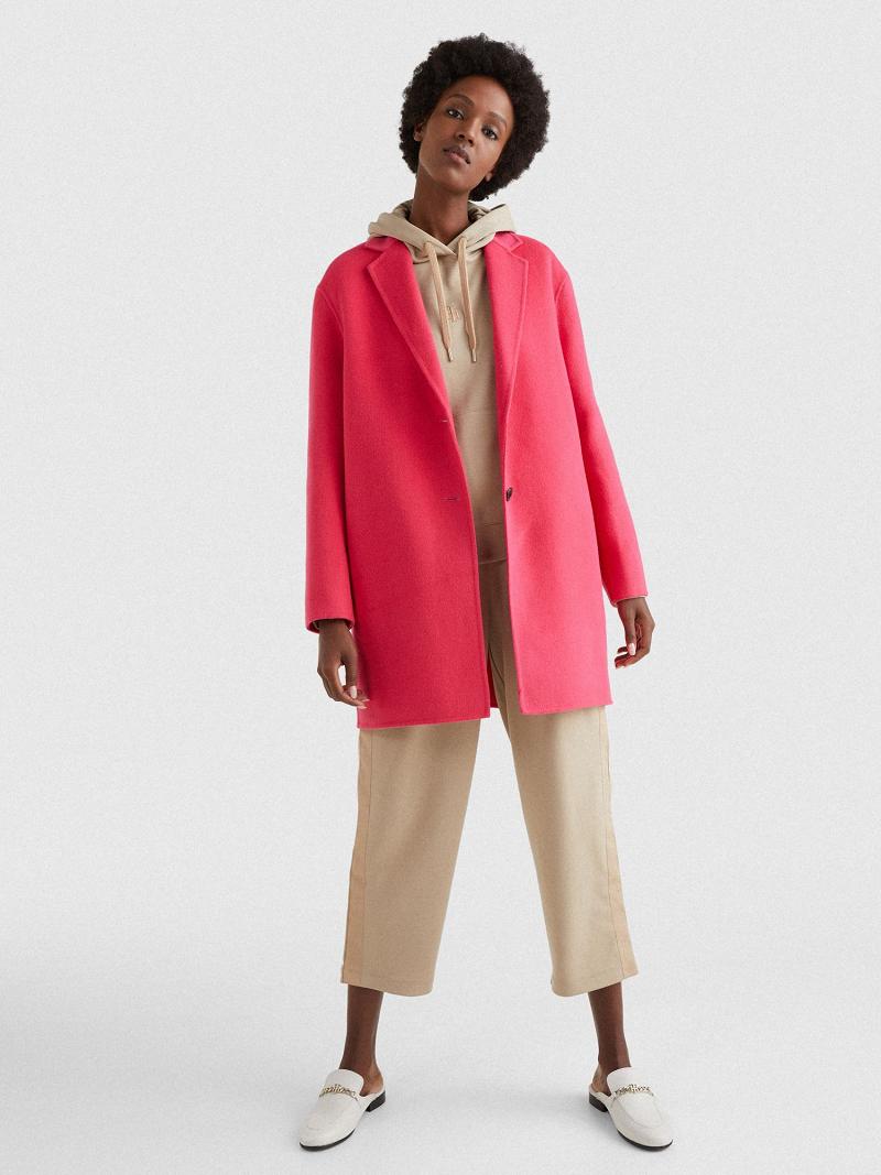 Manteaux Tommy Hilfiger Solid Overcoat Femme Rose | FR_W21040