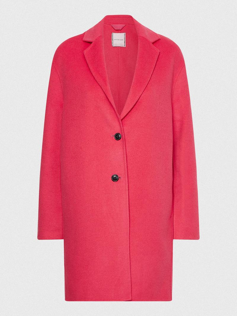 Manteaux Tommy Hilfiger Solid Overcoat Femme Rose | FR_W21040