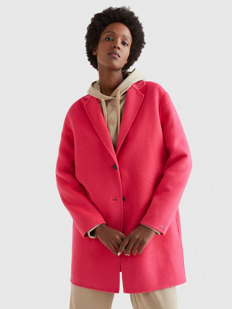 Manteaux Tommy Hilfiger Solid Overcoat Femme Rose | FR_W21040