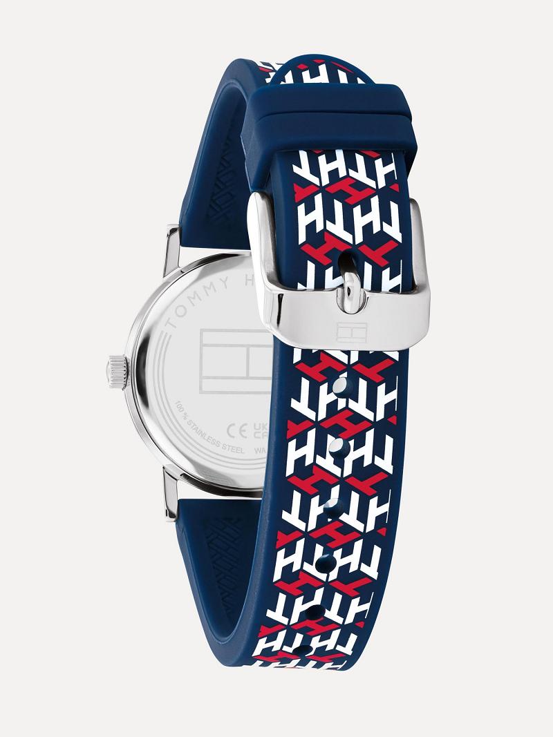 Montre Tommy Hilfiger Big Monogram With Silicone Brides Enfant Blanche | FR_G1369