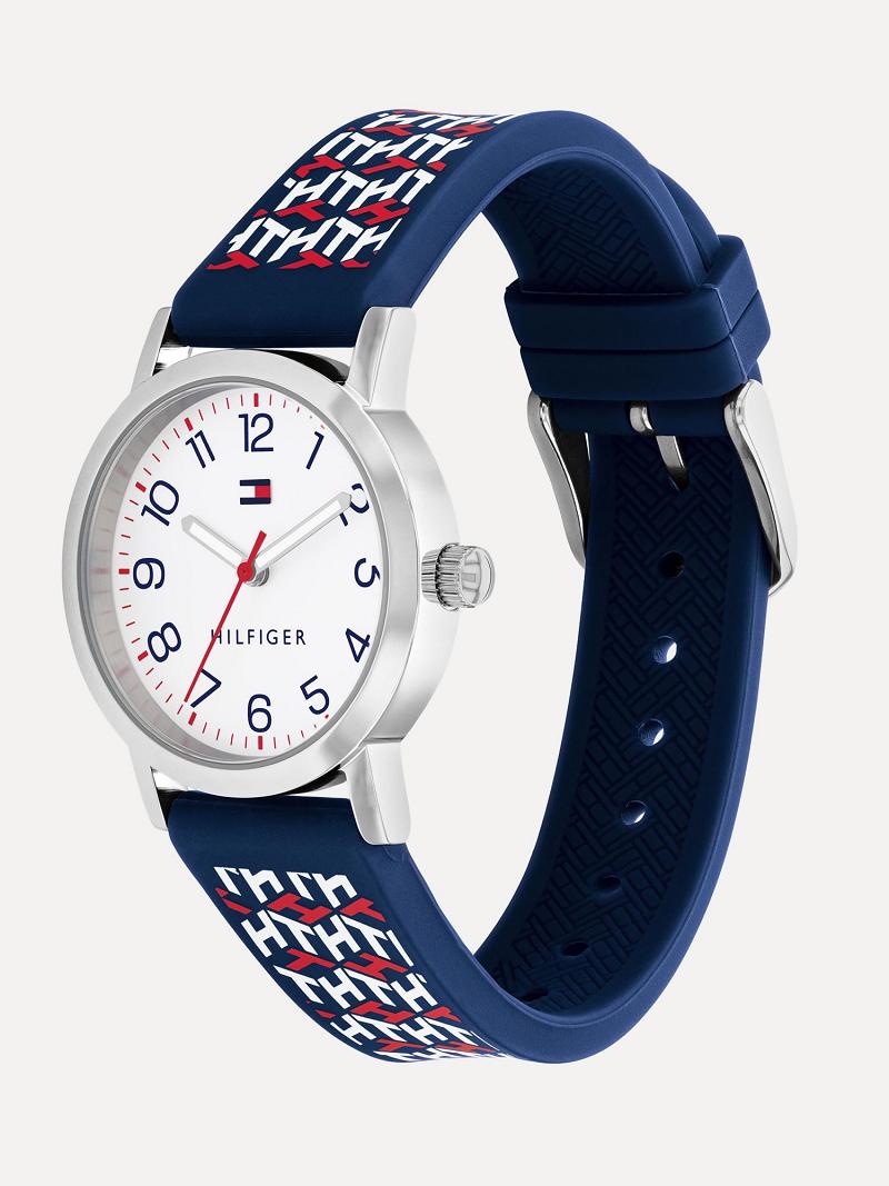 Montre Tommy Hilfiger Big Monogram With Silicone Brides Enfant Blanche | FR_G1369