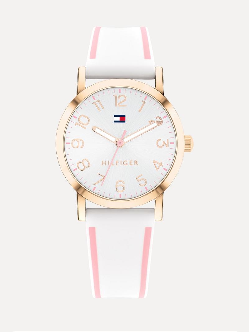 Montre Tommy Hilfiger Big Two-Tone With Silicone Brides Enfant Blanche Rose | FR_G1371