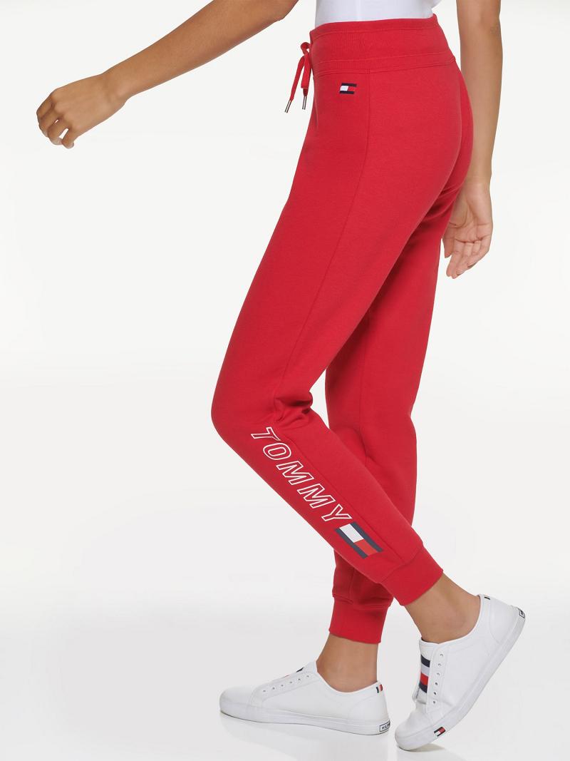 Pantalon Jogging Tommy Hilfiger Essential Graphique Logo Femme Rouge | FR_W21214