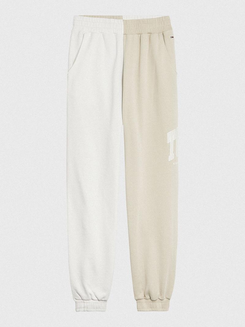 Pantalon Tommy Hilfiger Collegiate Two-Tone Sweatpant Femme Beige | FR_W21232