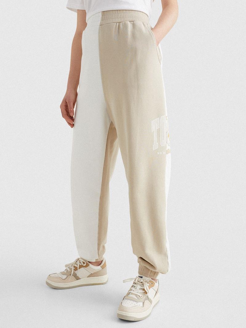 Pantalon Tommy Hilfiger Collegiate Two-Tone Sweatpant Femme Beige | FR_W21232