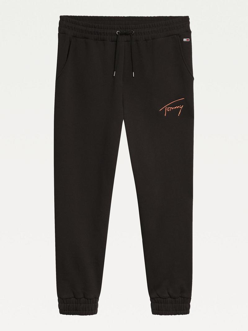 Pantalon Tommy Hilfiger Curve Recycled Signature Sweatpant Femme Noir | FR_W21235