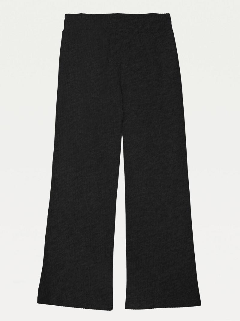 Pantalon Tommy Hilfiger Essential Drawstring Ribbeds Femme Noir | FR_W21238