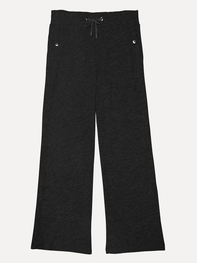 Pantalon Tommy Hilfiger Essential Drawstring Ribbeds Femme Noir | FR_W21238