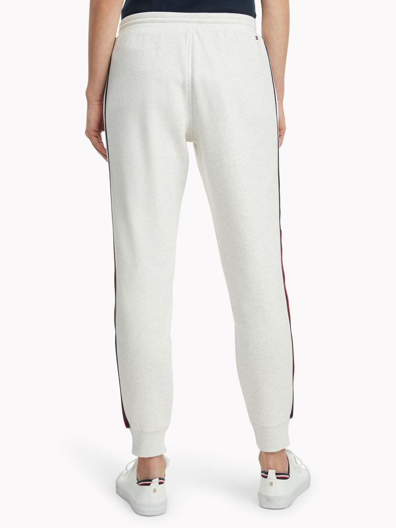 Pantalon Tommy Hilfiger Essential Stripe Sweatpant Femme Blanche | FR_W21243