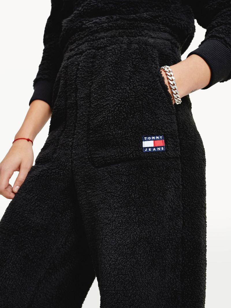 Pantalon Tommy Hilfiger Recycled Fleece Sweatpant Femme Noir | FR_W21248