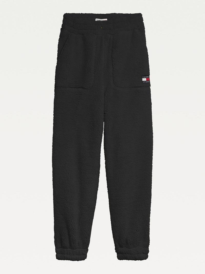 Pantalon Tommy Hilfiger Recycled Fleece Sweatpant Femme Noir | FR_W21248