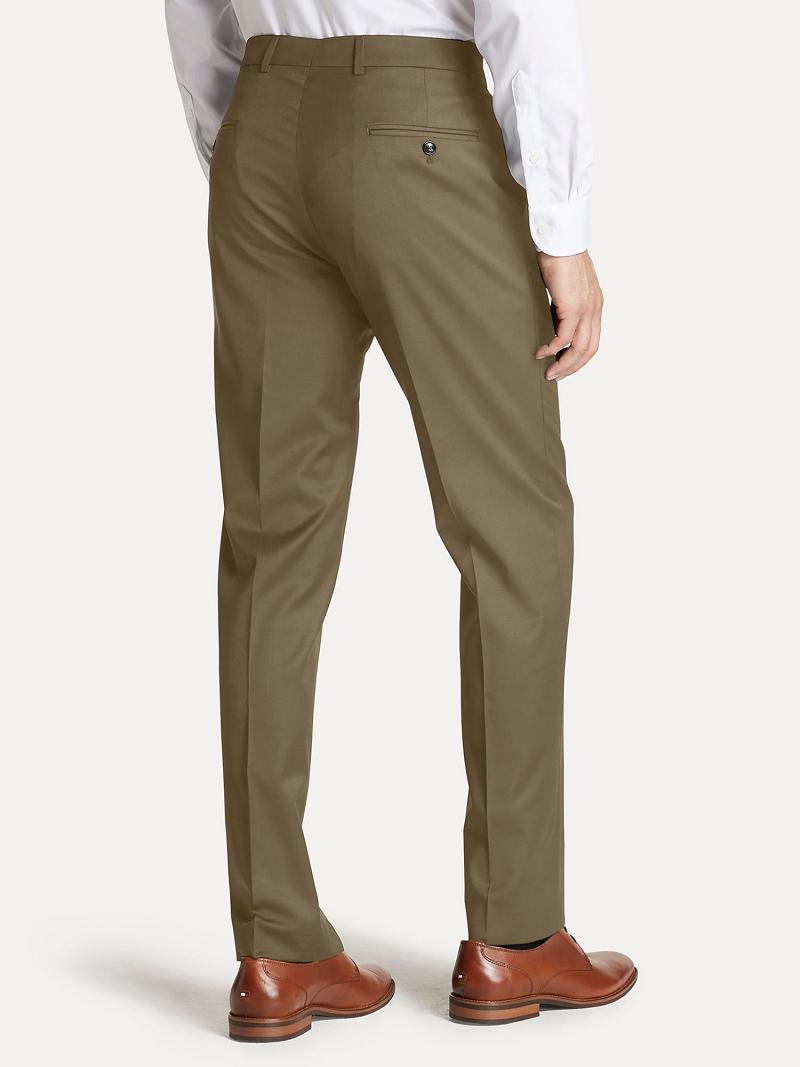 Pantalon Tommy Hilfiger Regular fit tan sharkskin wool Homme Marron | FR_M31334